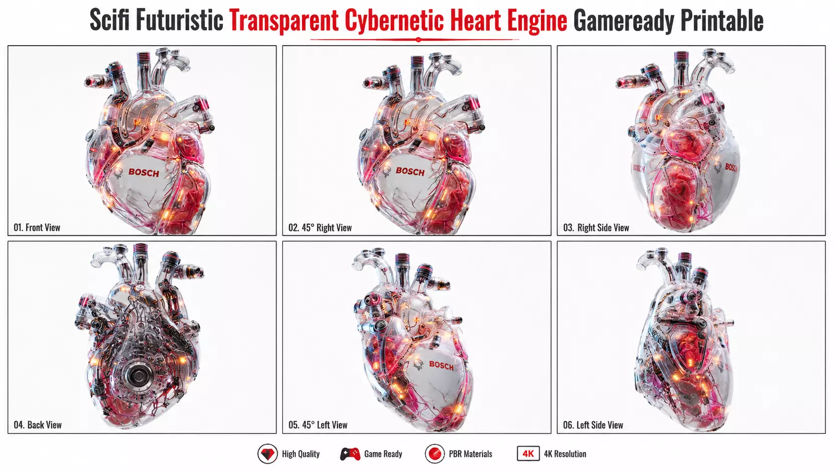 Scifi Futuristic Trans Cybernetic Heart Engine Mechanical Organ 3D print model