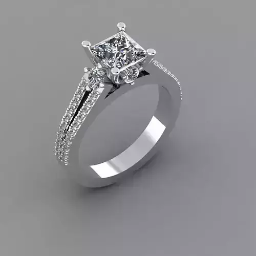 Ring with a square diamond