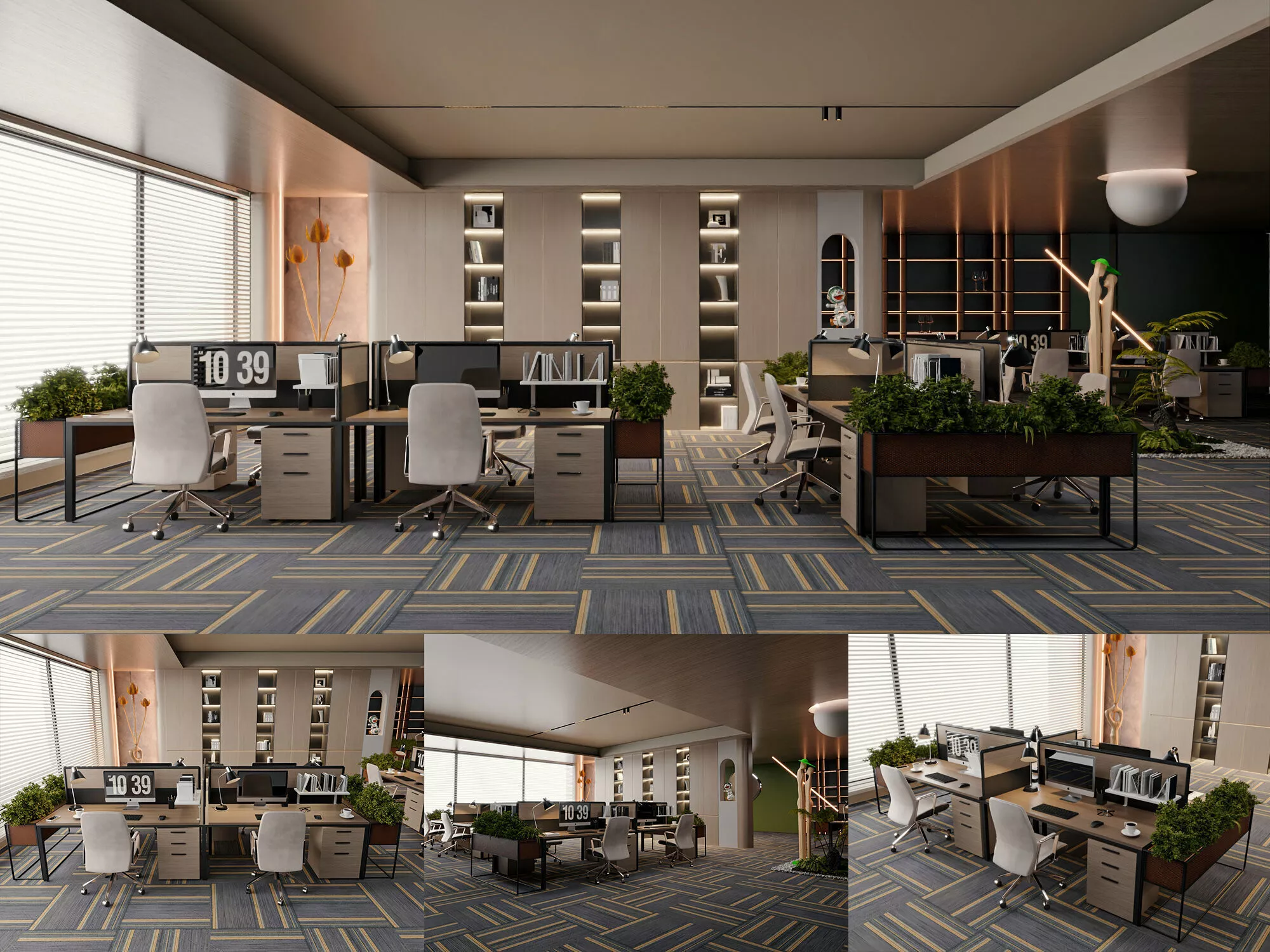Modern Open Plan Office Workspace Interior 3D Model 3D model