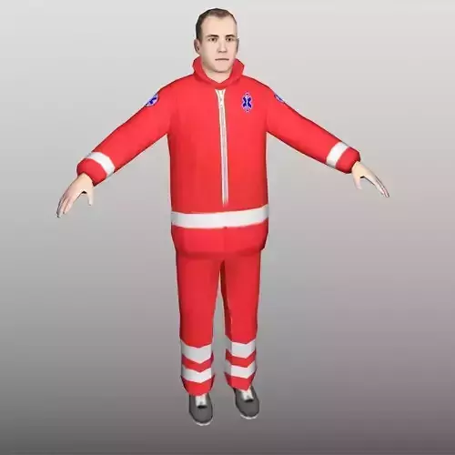 Paramedic Low Poly man in fire suit Low-poly 3D model
