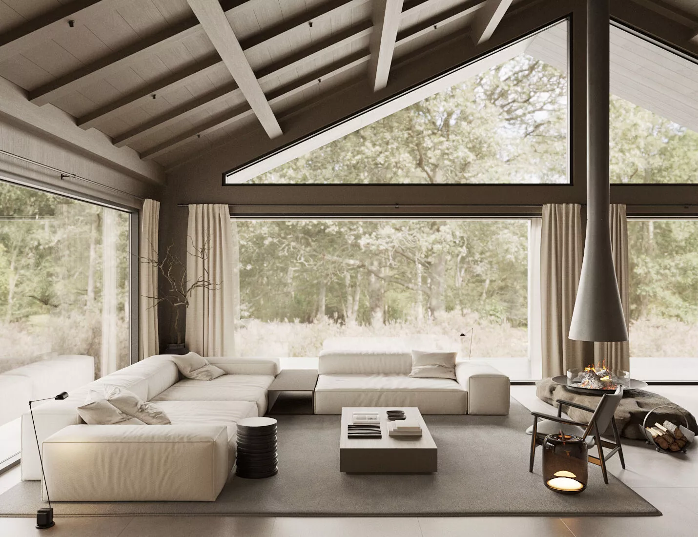 Wabi-sabi villa living room modern living room interior scenes 3D model
