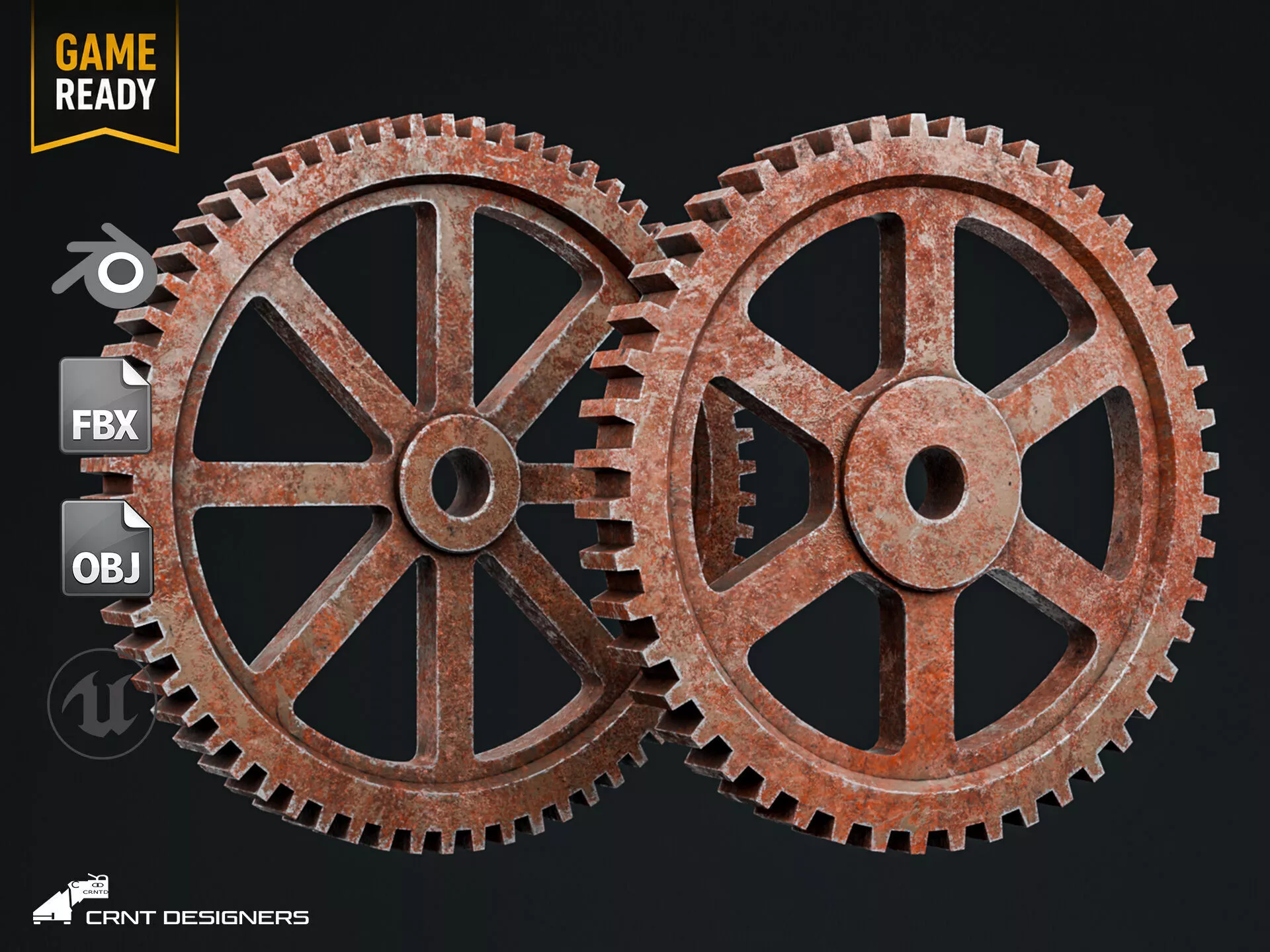 Rusty Gear - Industrial Gear - UE4 And UE5 Optimized Low-poly 3D model