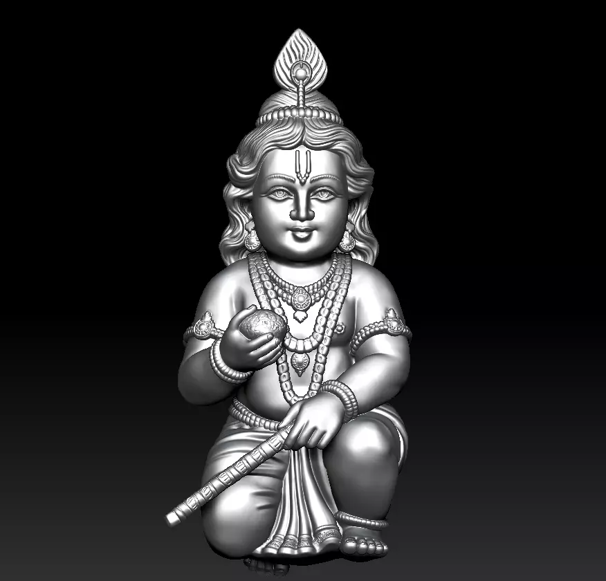 Baby Krishna Playing Flute 3D print model