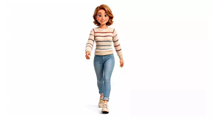 Stylized Female Character Rigged Animated Wife character