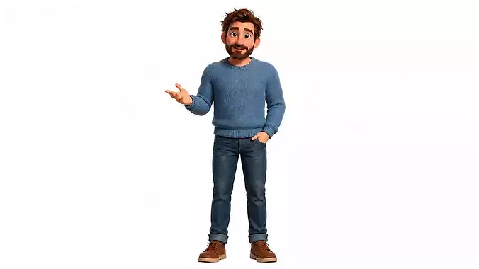 Stylized Male Character Rigged Animated Father Character