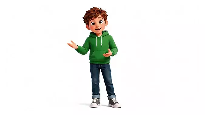 Stylized Boy Character Rigged Animated Daughter 