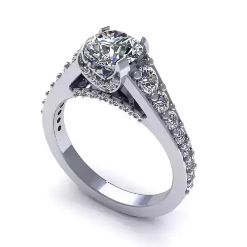 Pav Diamond Band Engagement Ring