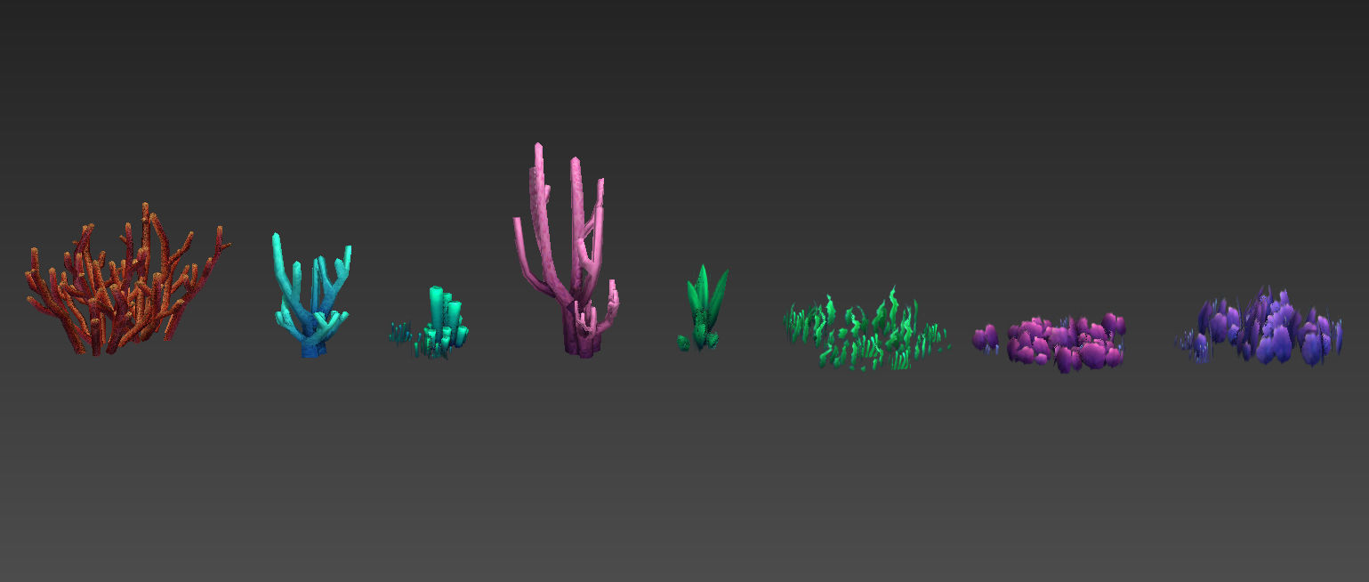 seaweed coral underwater plant aquatic  Low-poly 3D model_11