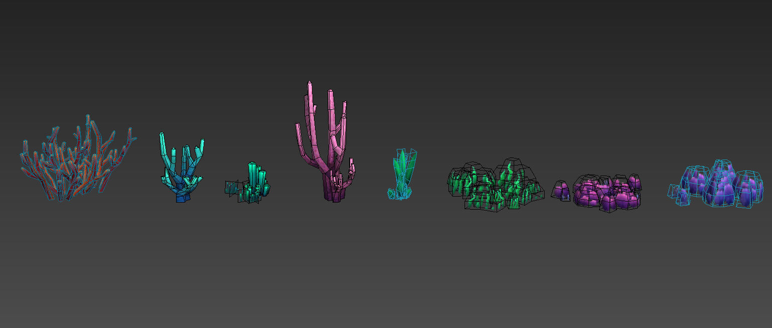 seaweed coral underwater plant aquatic  Low-poly 3D model_10