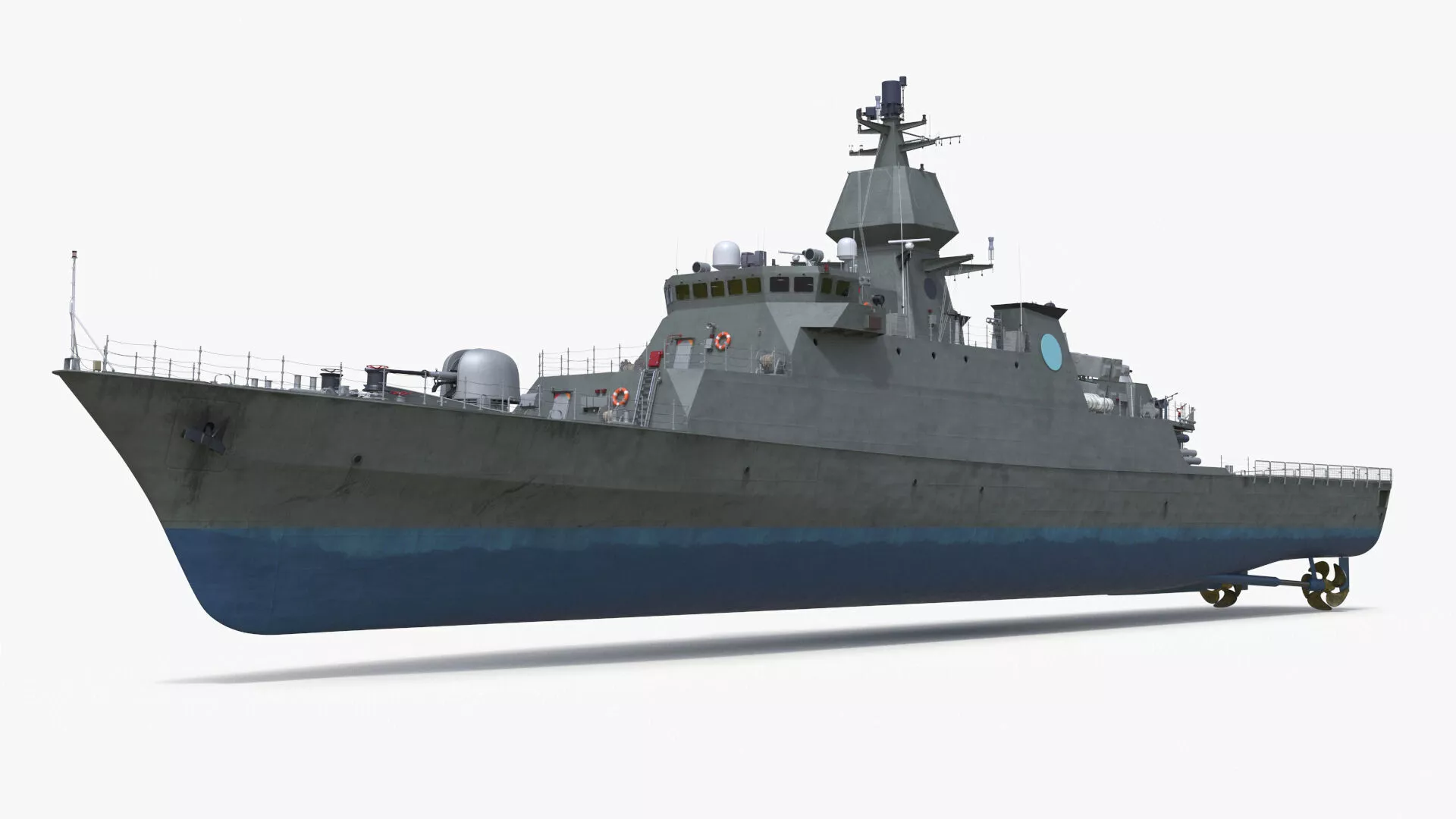Modern Armed Warship Naval Rigged 3D model