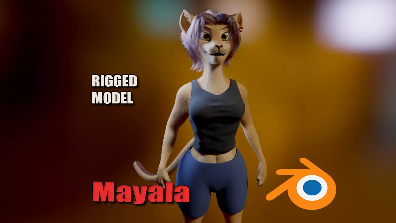 Mayala Anthro Lioness Low-poly 3D model