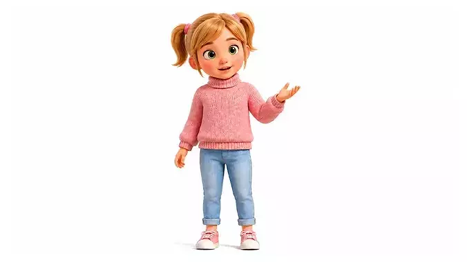 Stylized Girl Character Rigged Animated Cute Daughter