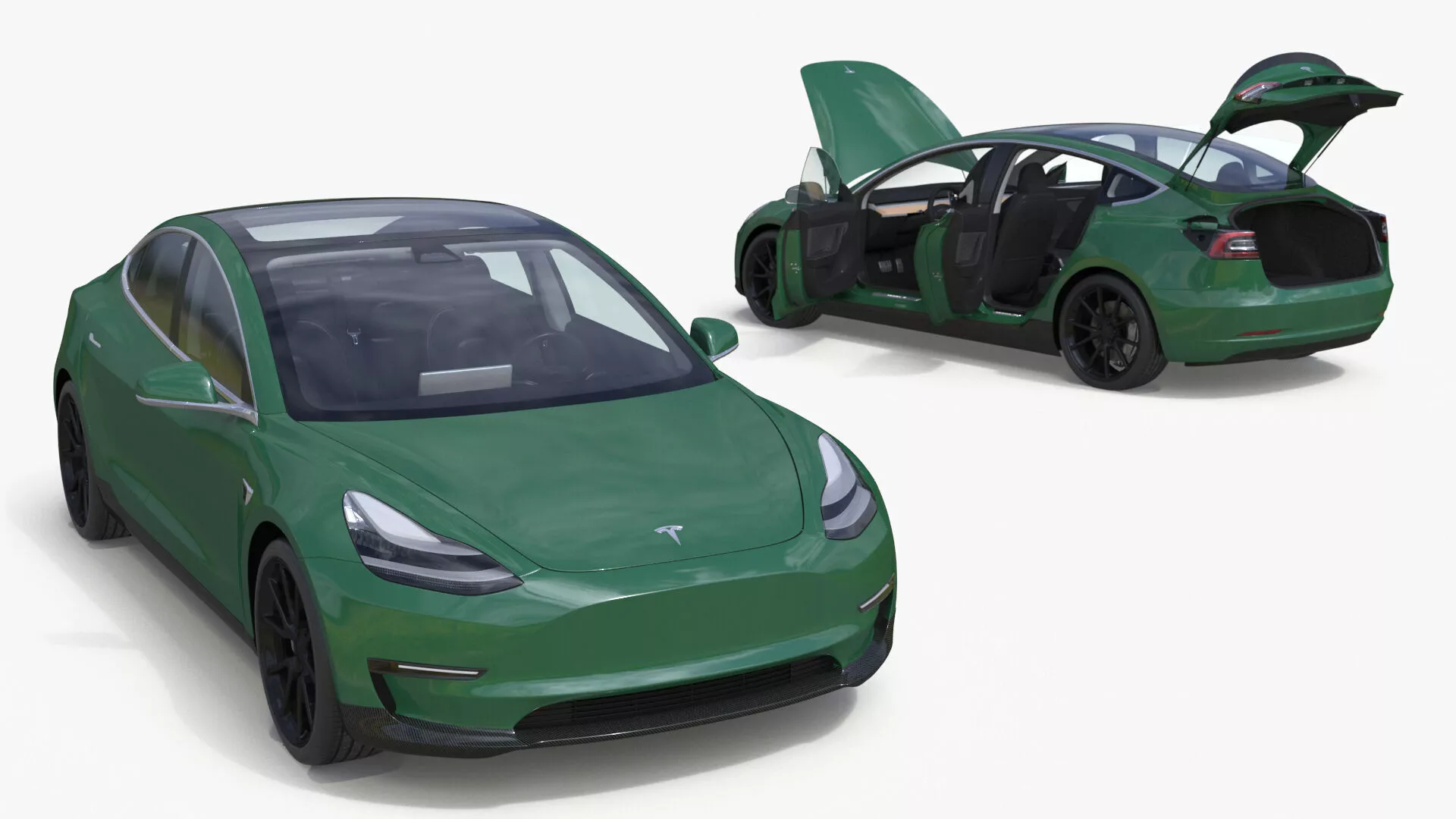Tesla Model 3 Carbon Fiber Sport Package Rigged 3D model