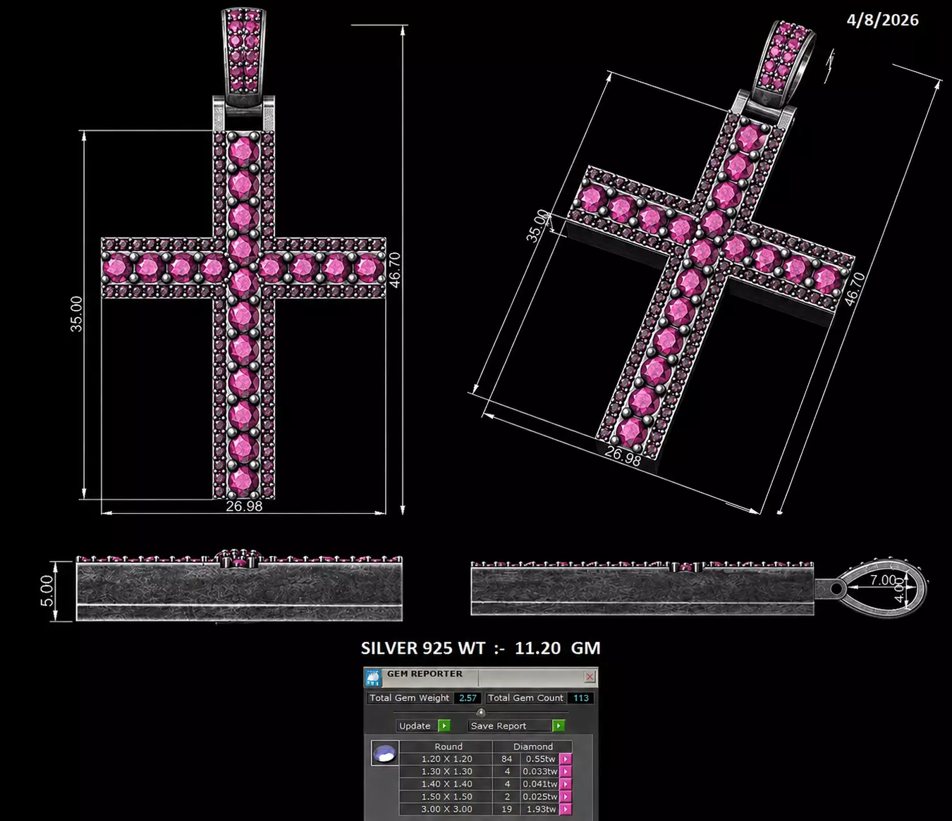 Pendant Cross Pendant Gold Pendant Hiphop Pendant 3D print model