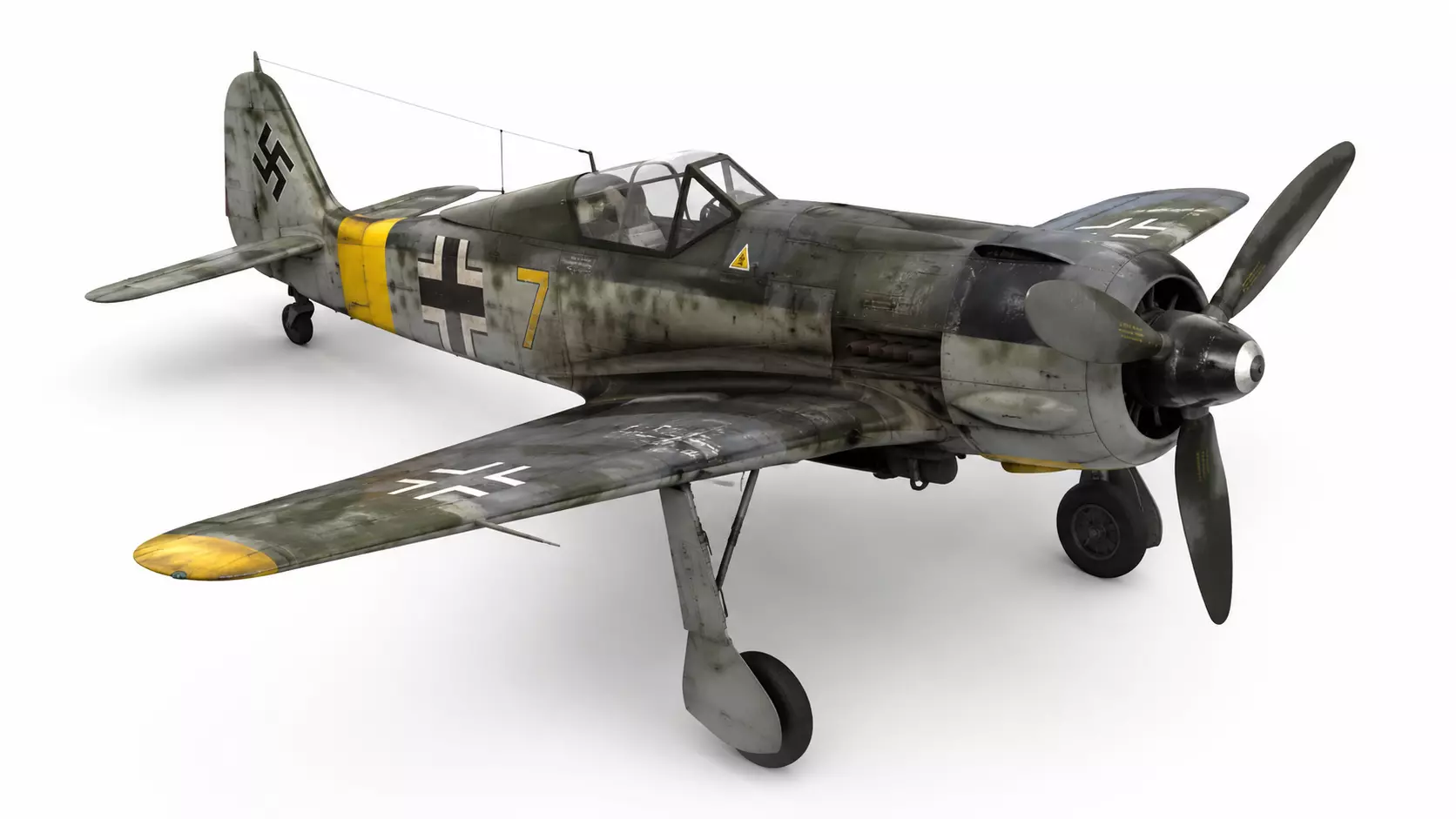 WWII German Focke Wulf Fw 190 A Fighter Aircraft 3D model