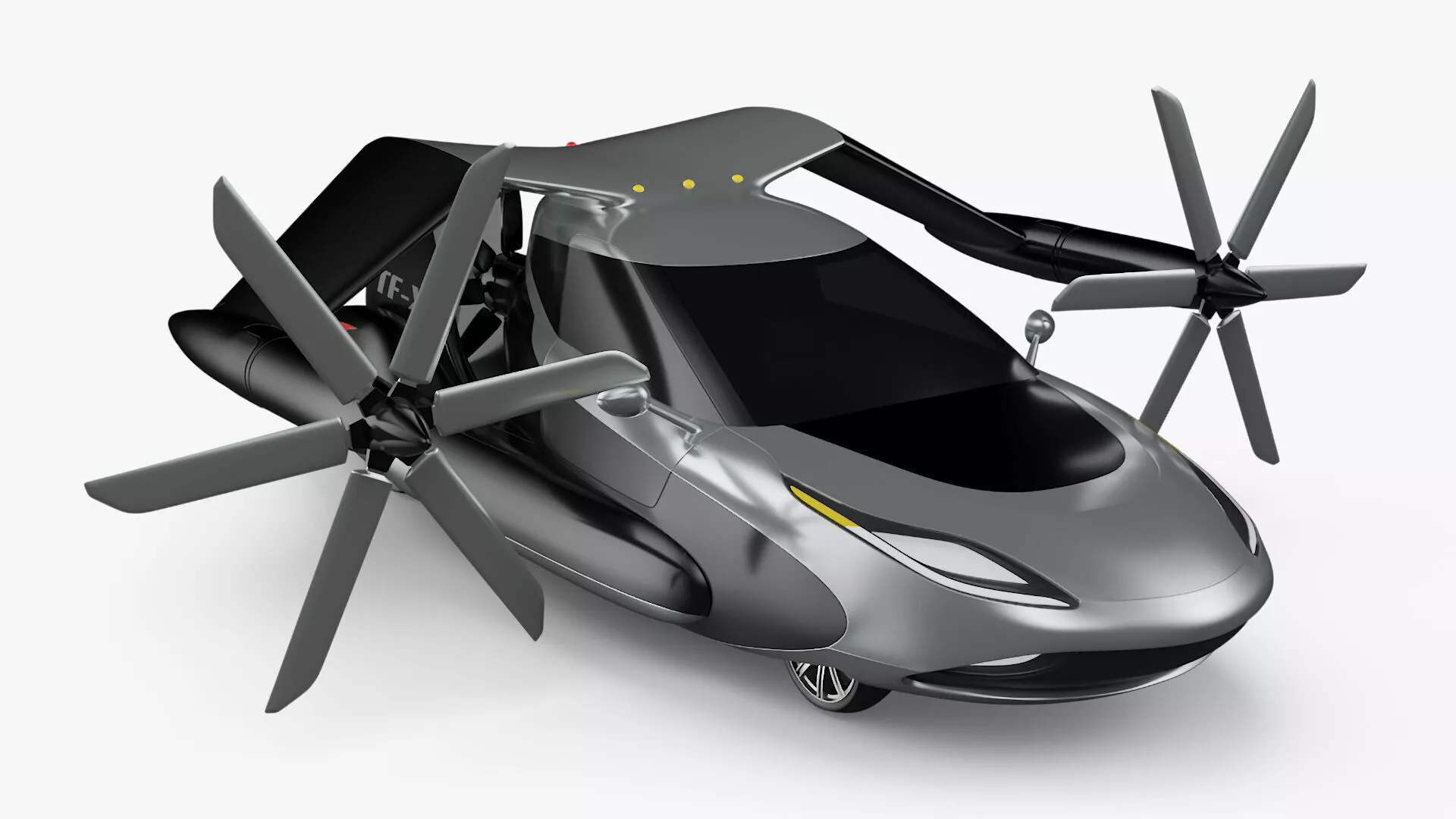 Concept Futuristic Flying Car Rigged 3D model