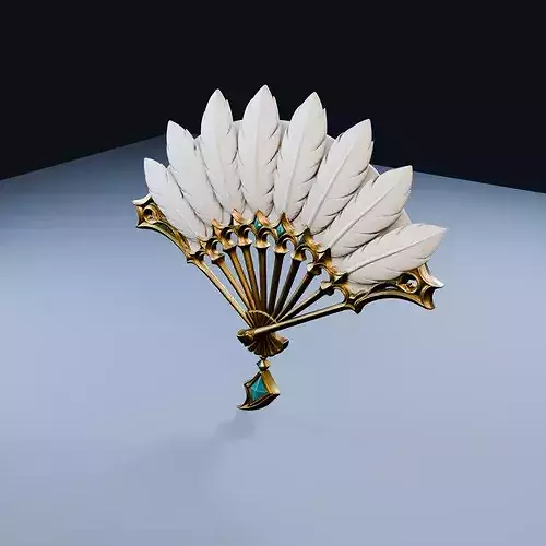 Feather Fan Artifact Low Poly PBR Game Asset