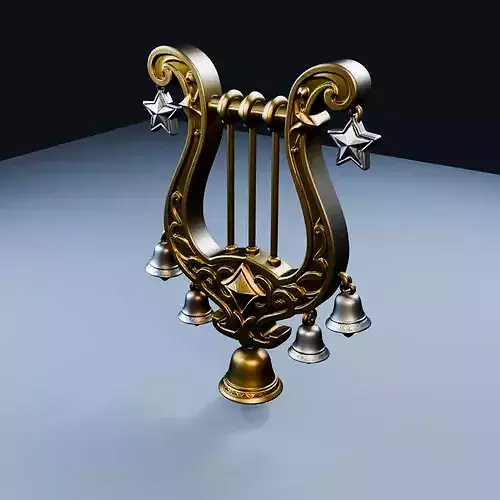Lyre Bells Artifact Low Poly PBR Game Asset