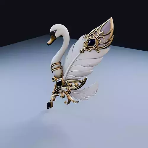 Plume Feather Artifact Low Poly PBR Game Asset