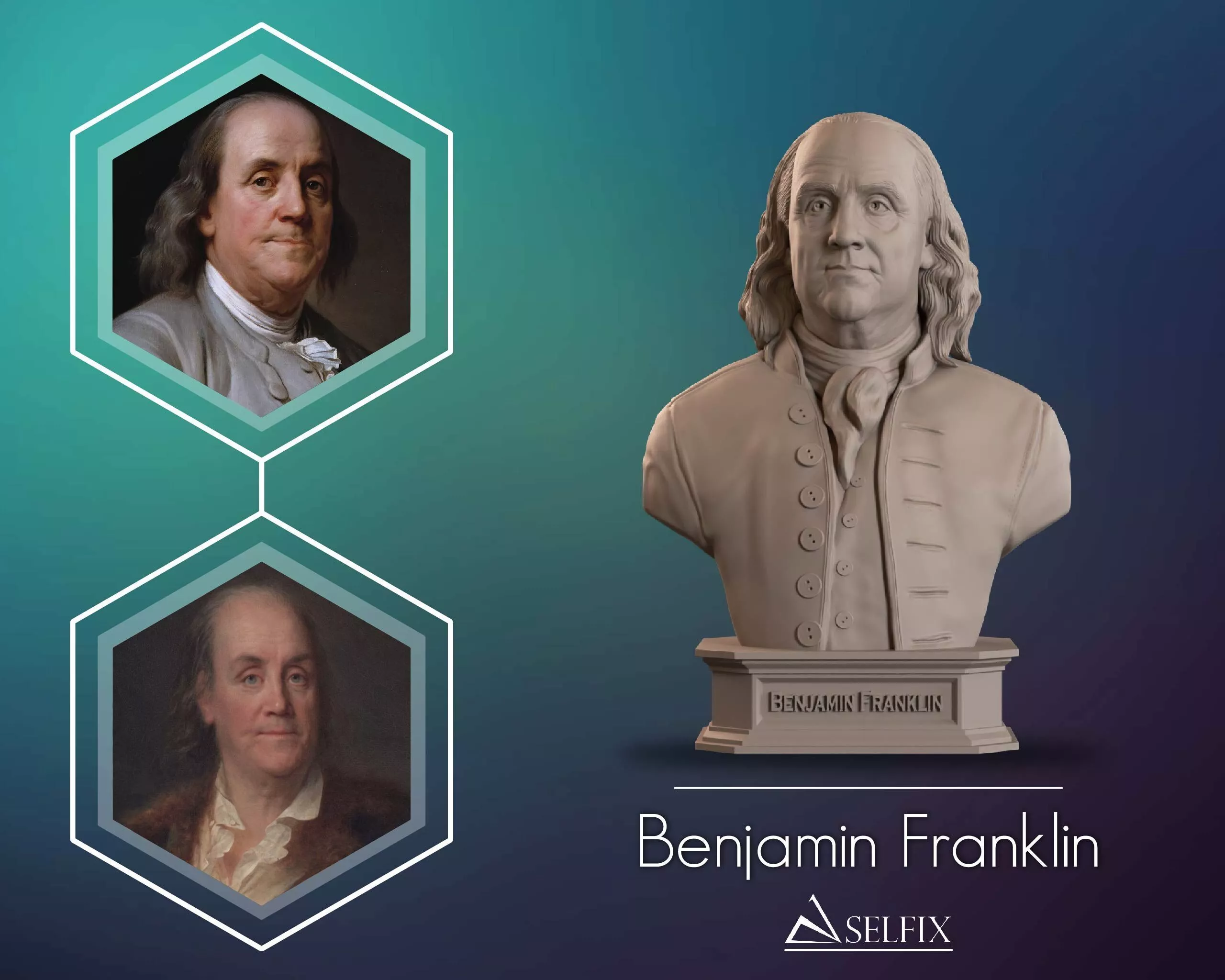 Benjamin Franklin Bust Sculpture 3D print model