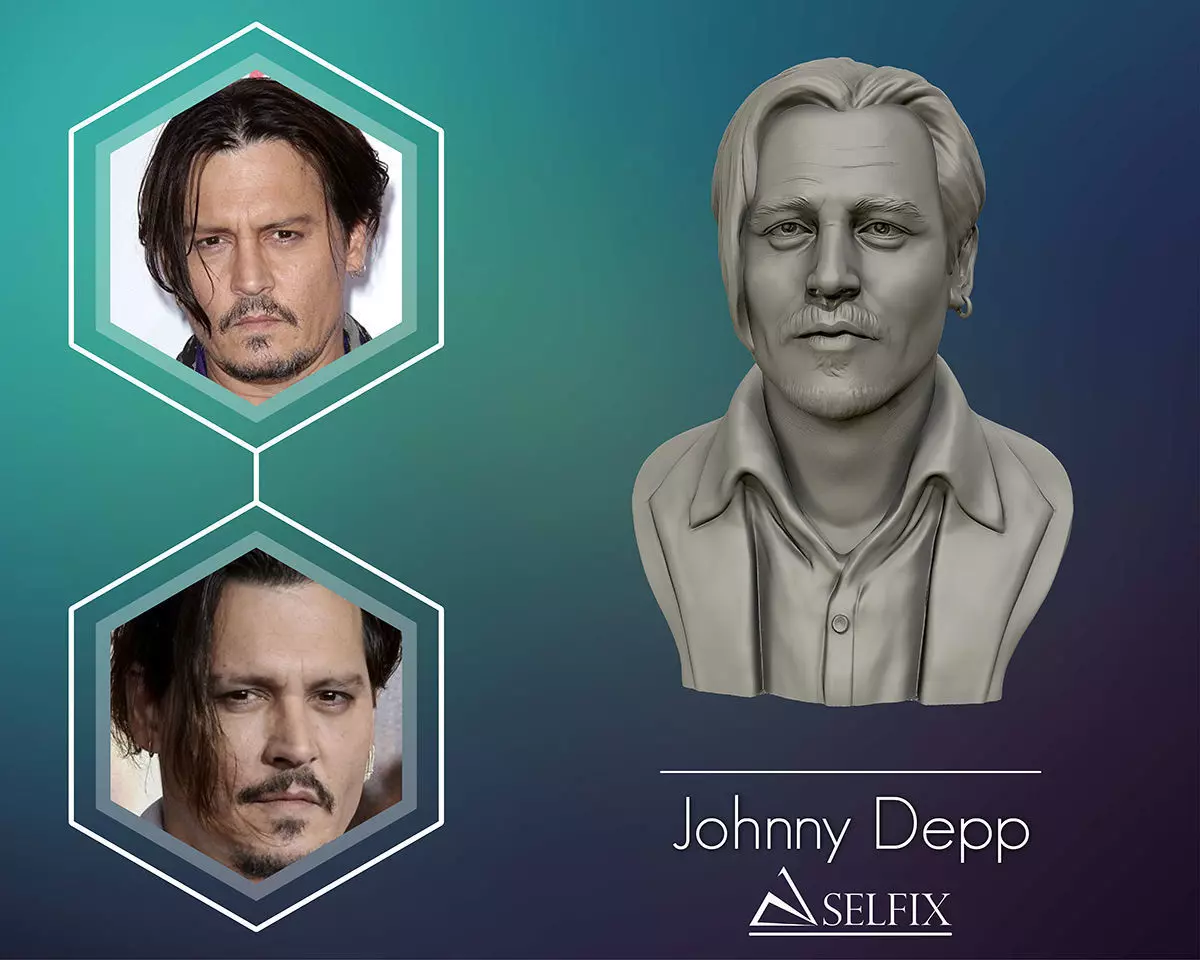 Johnny Depp 3D bust sculpture 3D print model_0