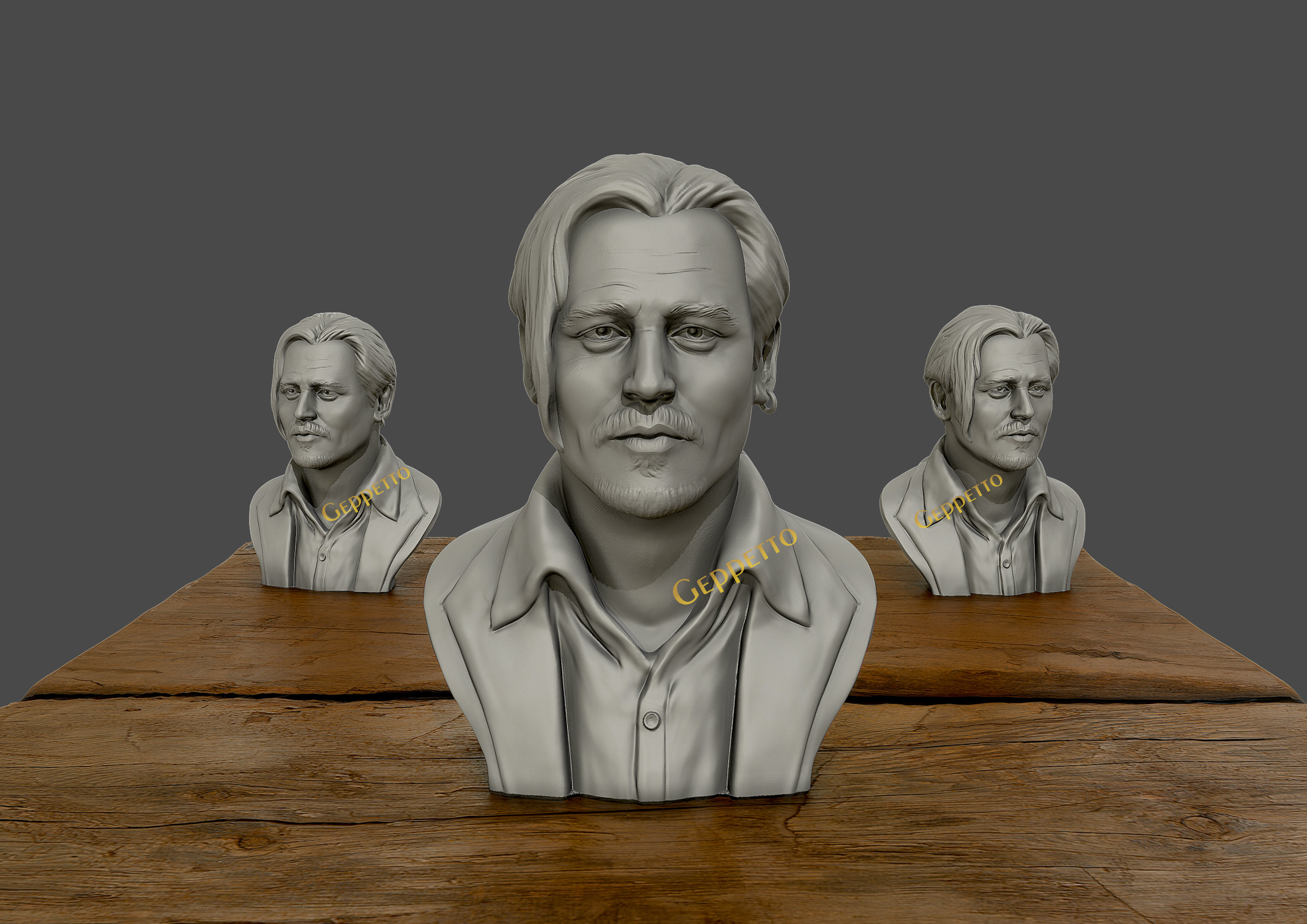 Johnny Depp 3D bust sculpture 3D print model_1