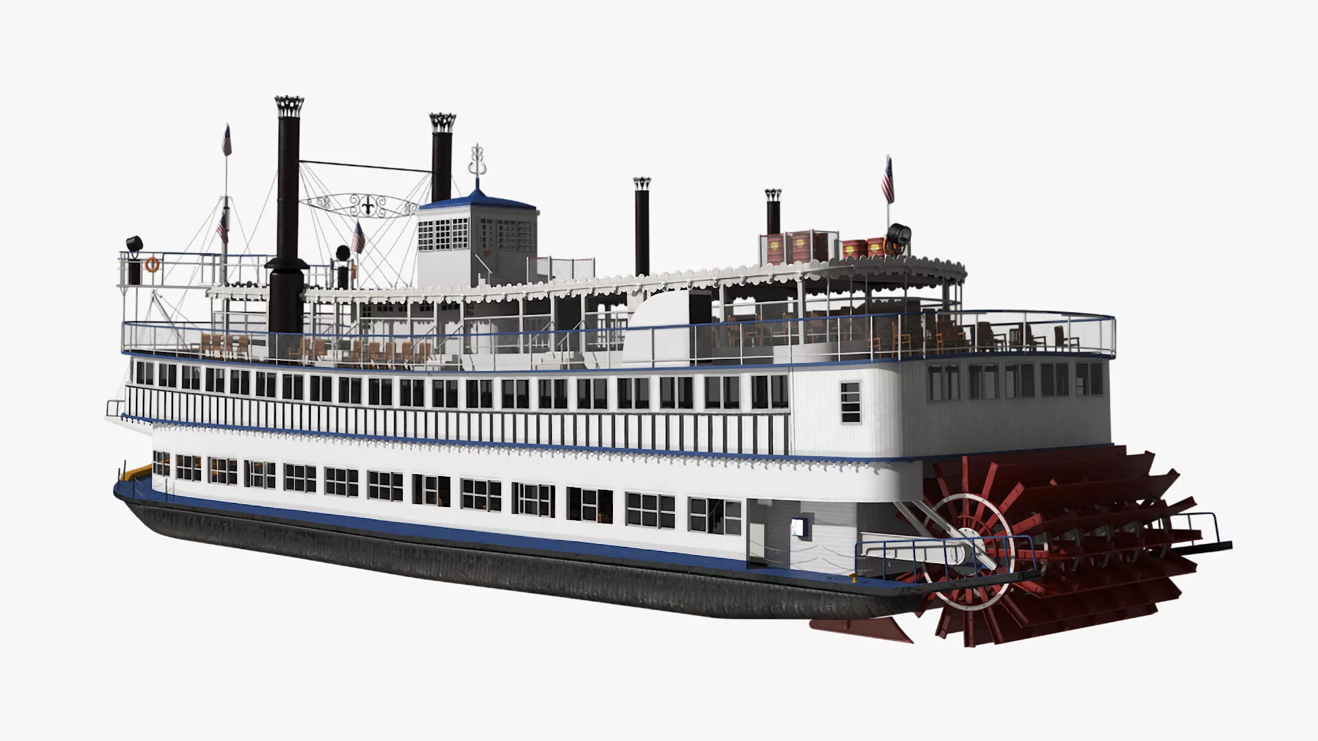 Paddle Wheeled Steamboat Rigged 3D model