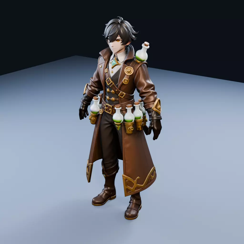Alchemist Coat Costume Low Poly PBR Game Asset Low-poly 3D model