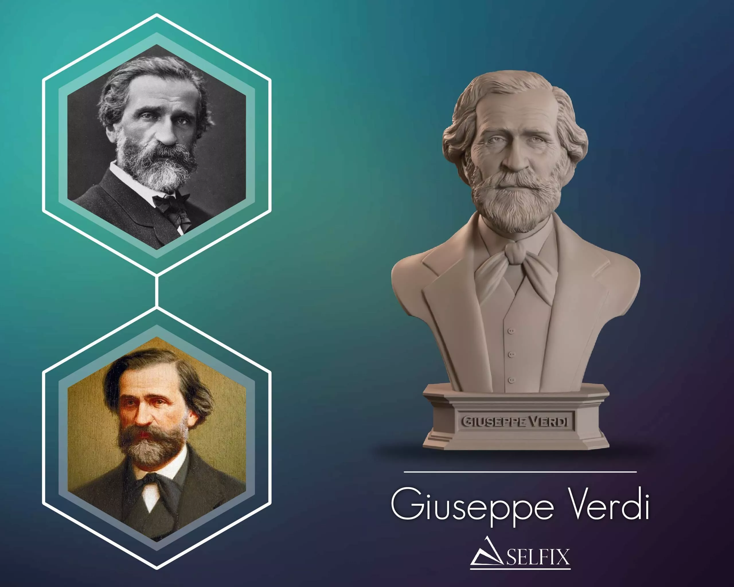 Giuseppe Verdi Bust Sculpture 3D print model