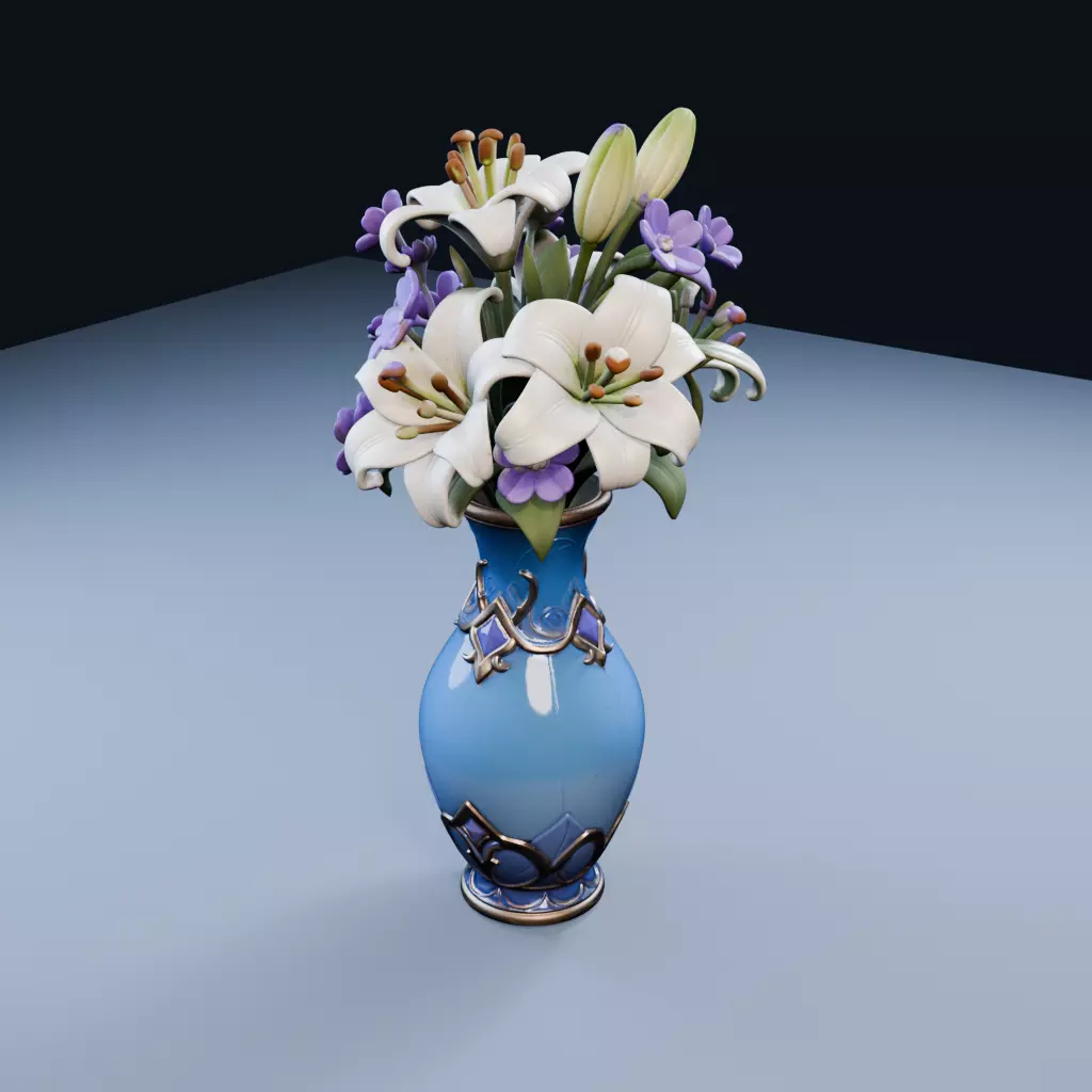 Flower Vase Decor Low Poly PBR Game Asset Low-poly 3D model