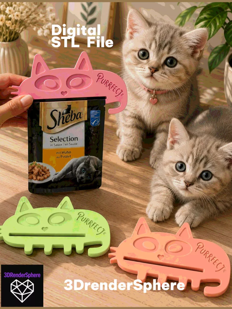 Cat Food Pouch Squeezer STL 3D Printable Cat Tool 3D print model
