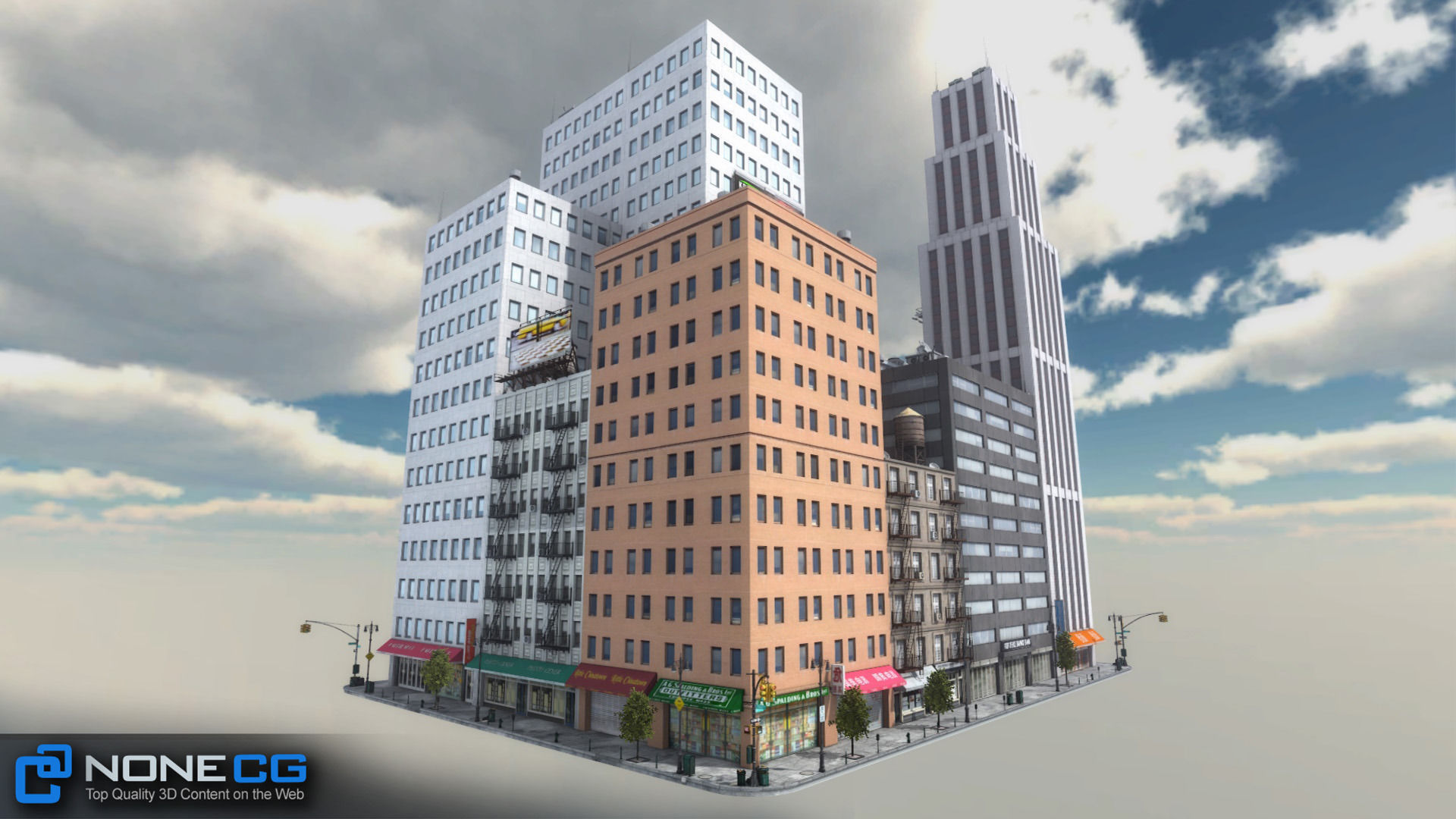 NYC 8 Blocks Unity Low-poly 3D model_9