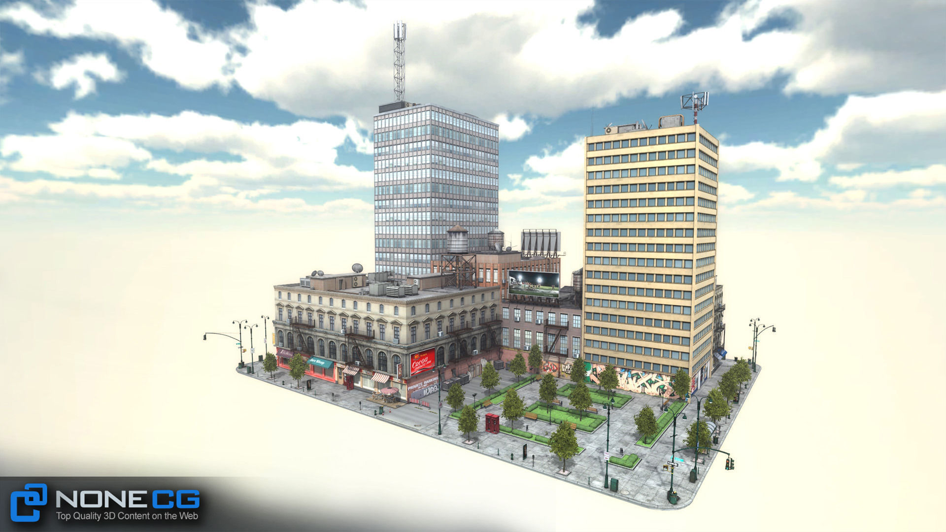 NYC 8 Blocks Unity Low-poly 3D model_105