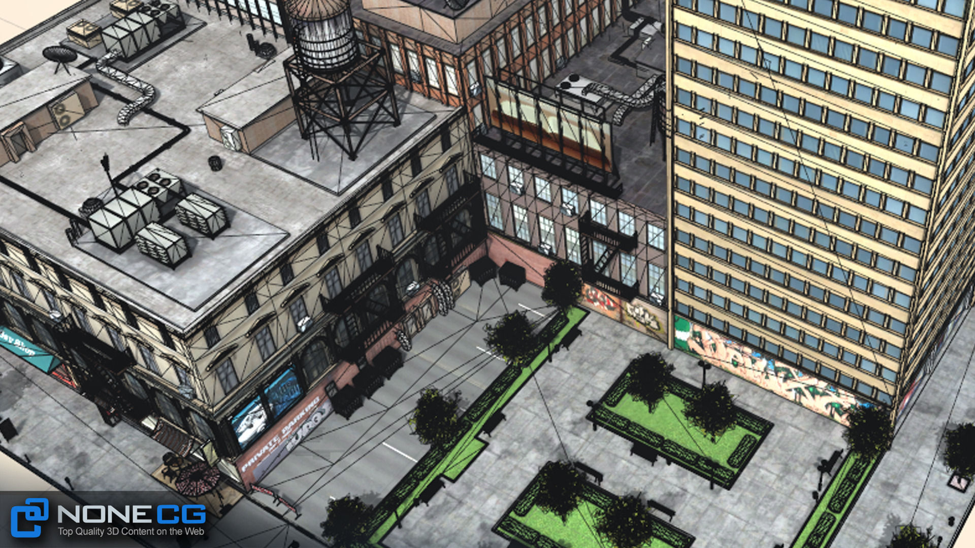 NYC 8 Blocks Unity Low-poly 3D model_107