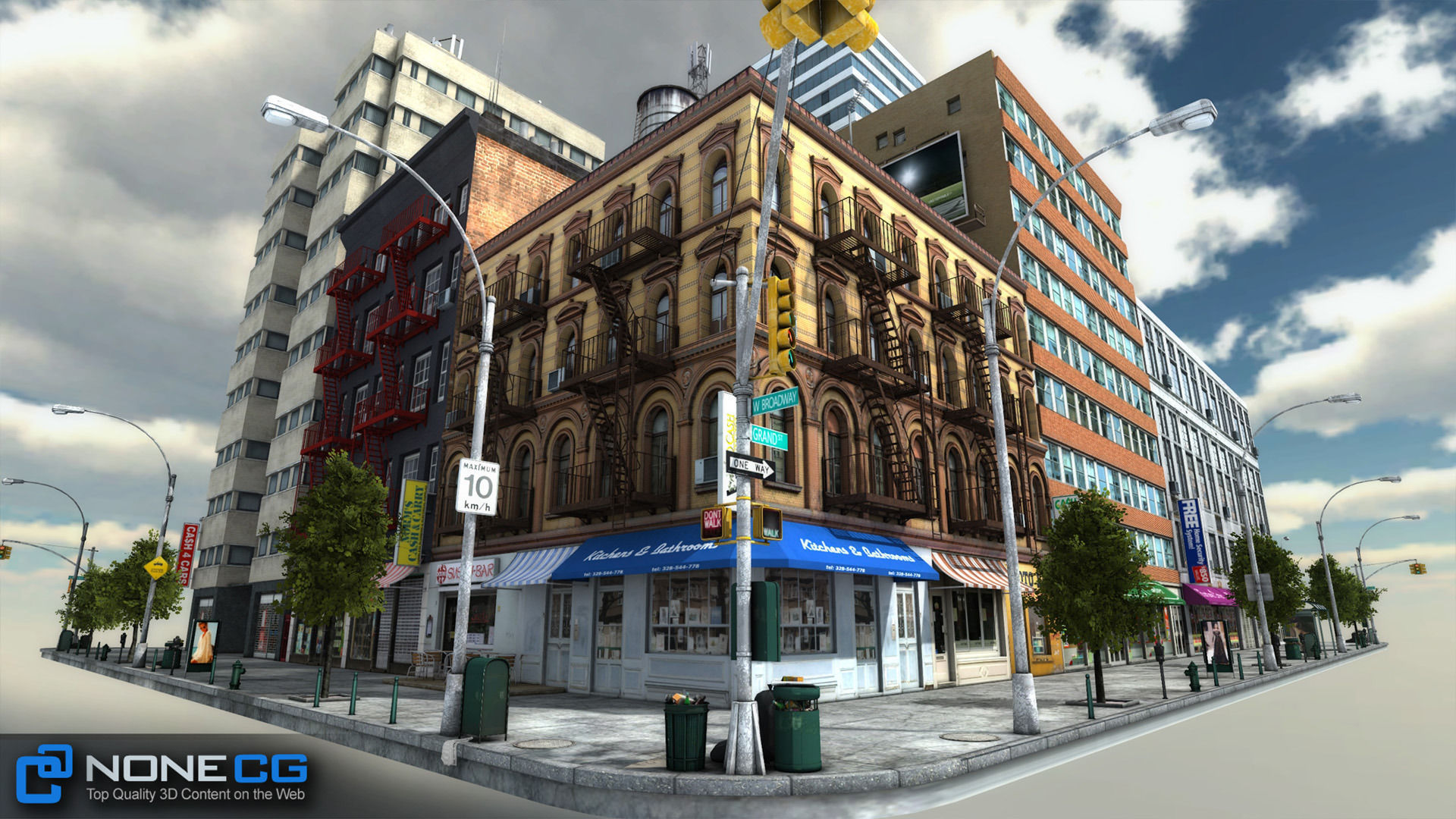 NYC 8 Blocks Unity Low-poly 3D model_57