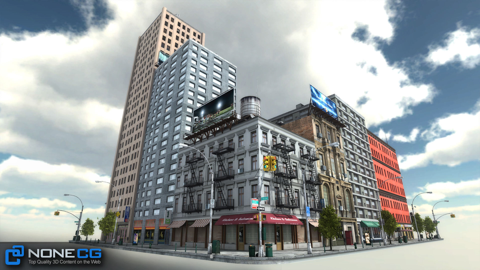 NYC 8 Blocks Unity Low-poly 3D model_91