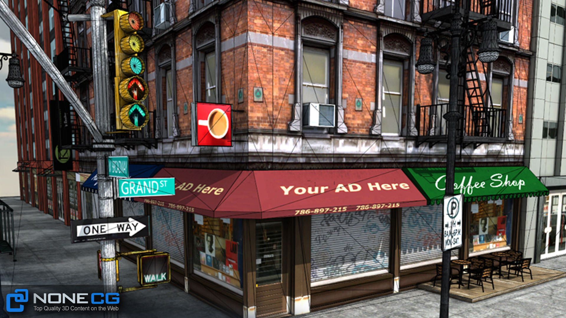 NYC 8 Blocks Unity Low-poly 3D model_83