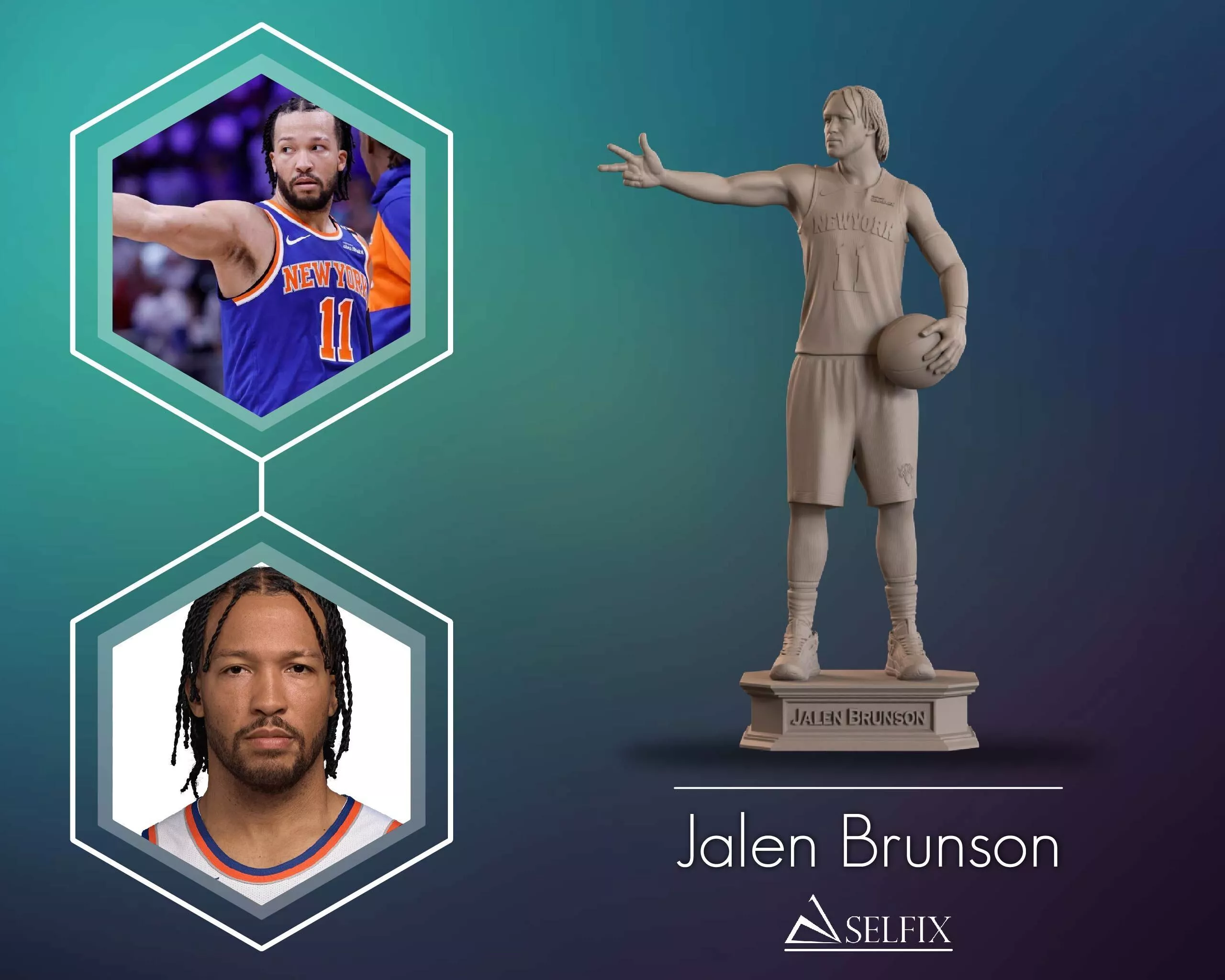 Jalen Brunson Full Body Sculpture 3D print model