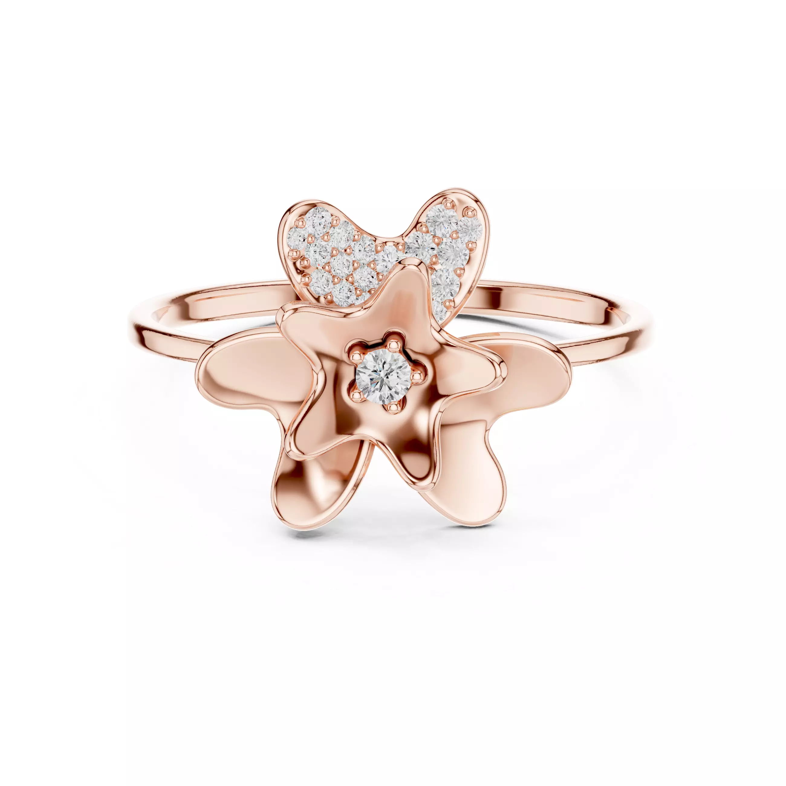 Butterfly and Flower Diamond Ring Jewelry 3D print model