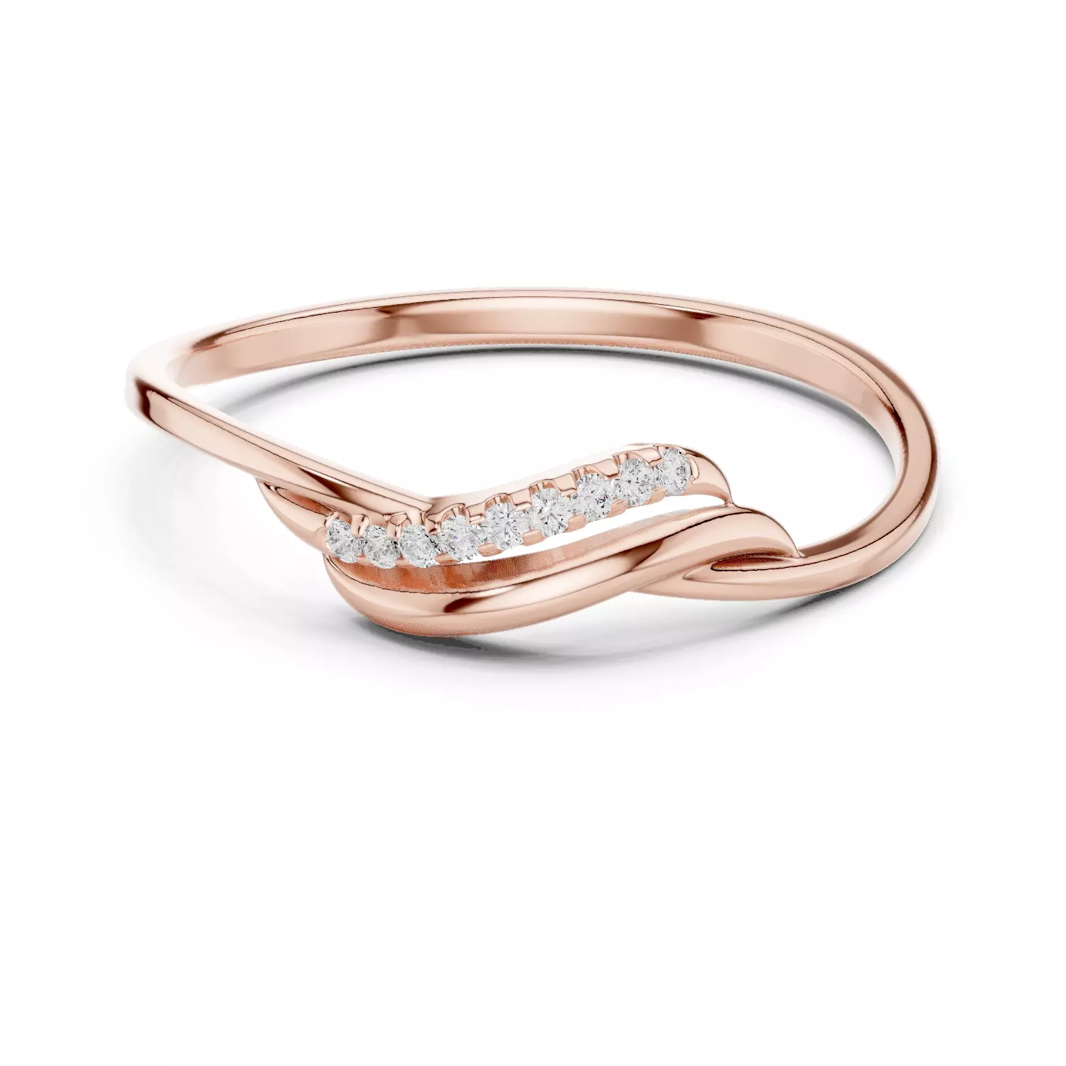 Diamond Wave Bypass Ring Jewelry 3D print model