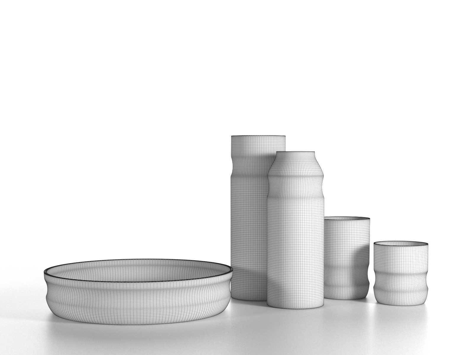 U Water Set of glasses and bowl 3D model_1