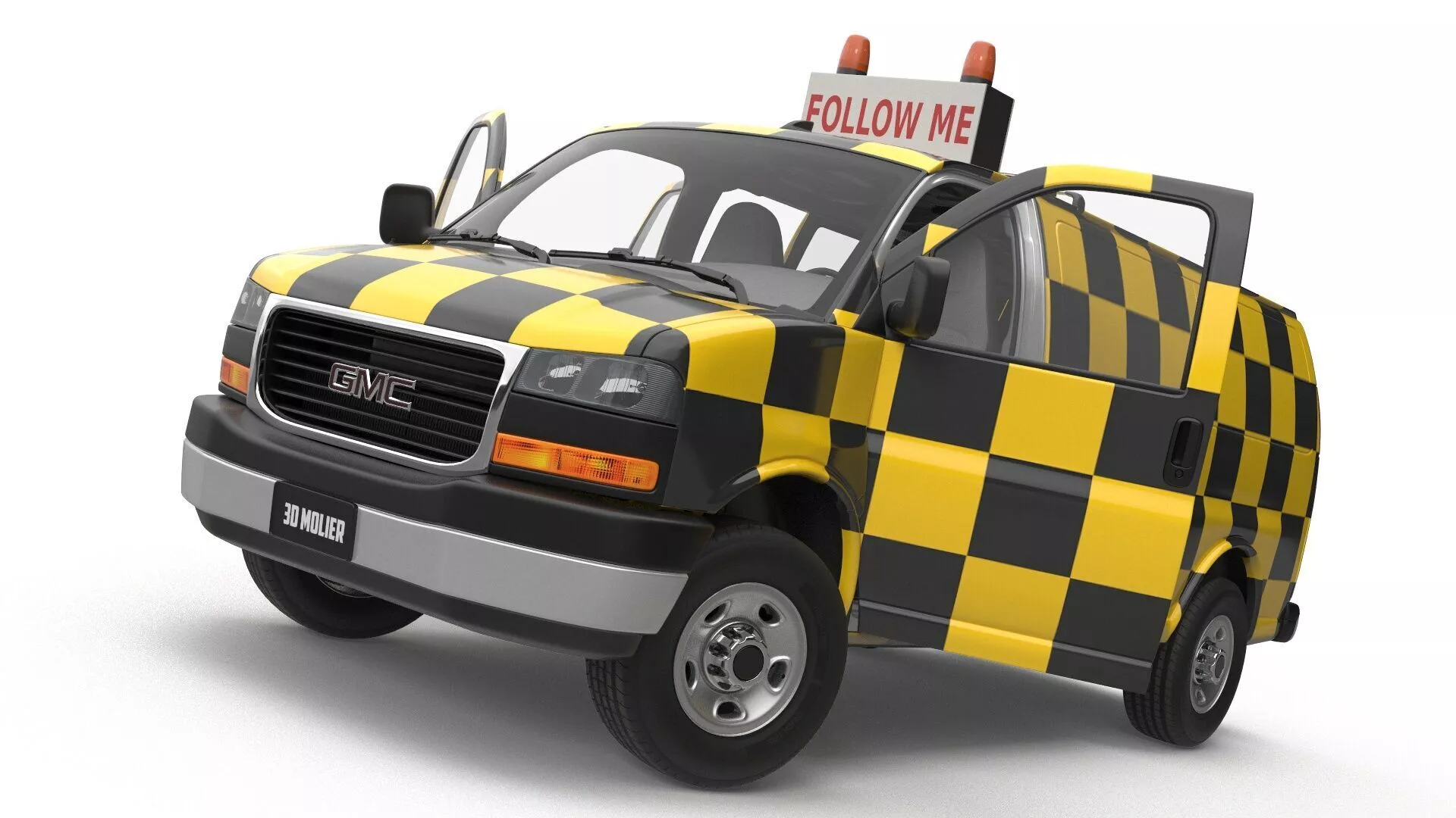 GMC Savana Follow Me Airport Vehicle Rigged 3D model