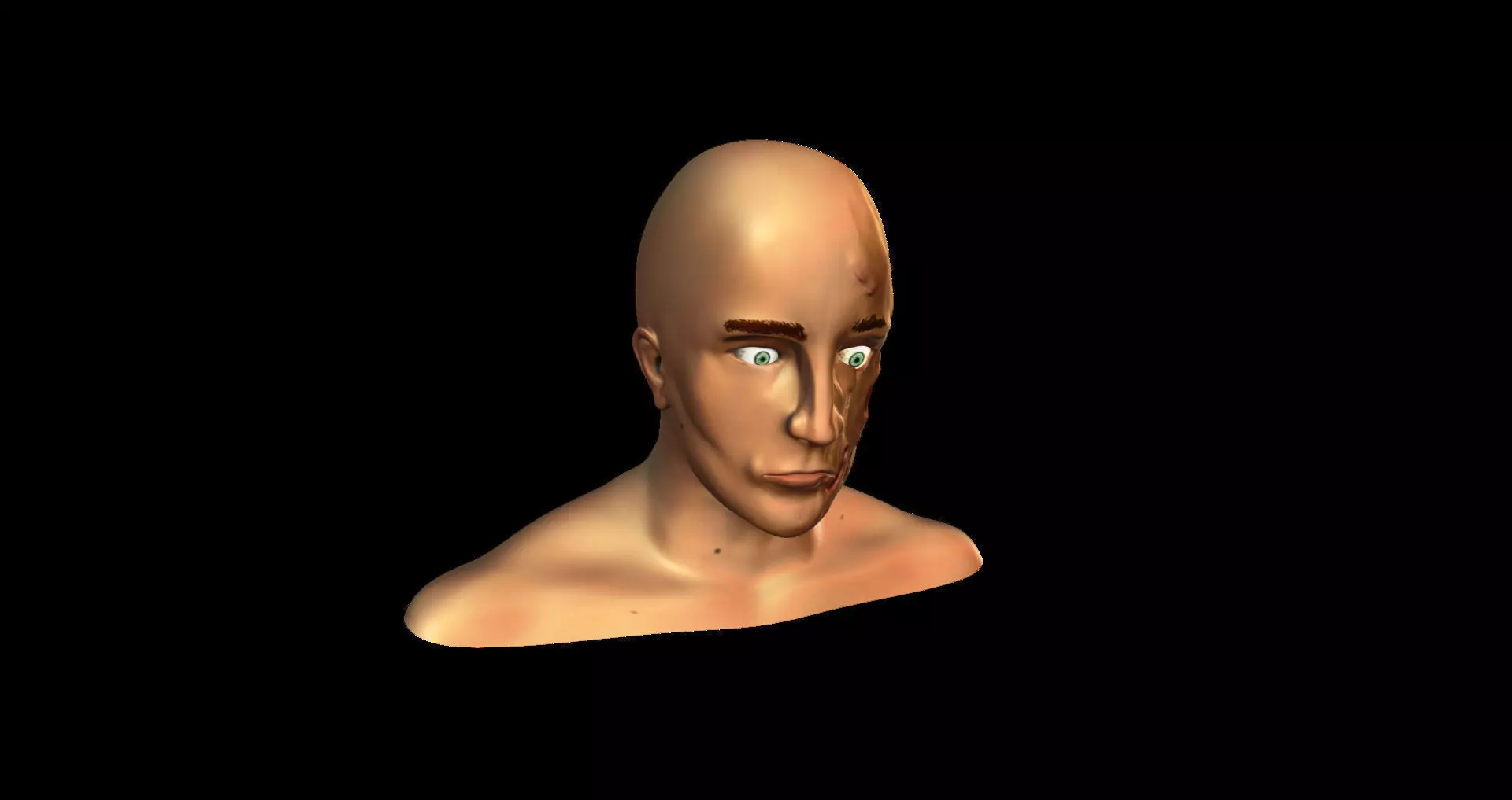 Damaged male face 3D model_0