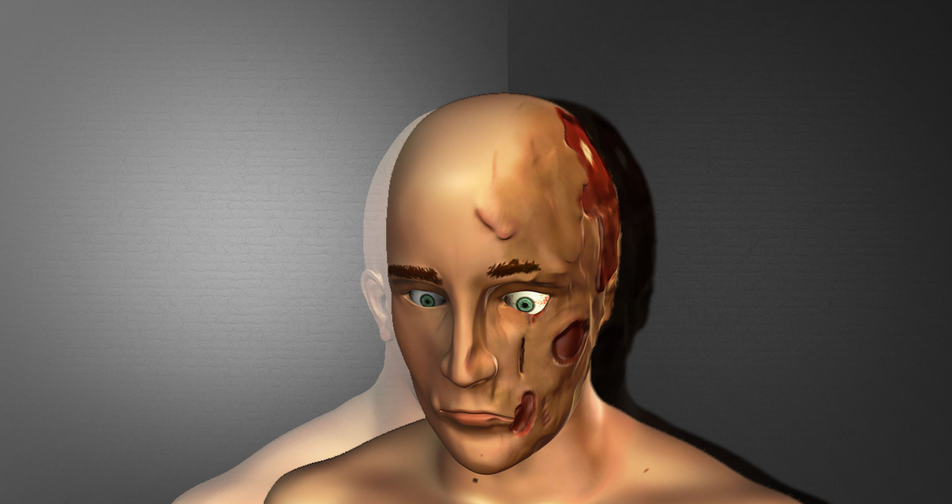 Damaged male face 3D model_3