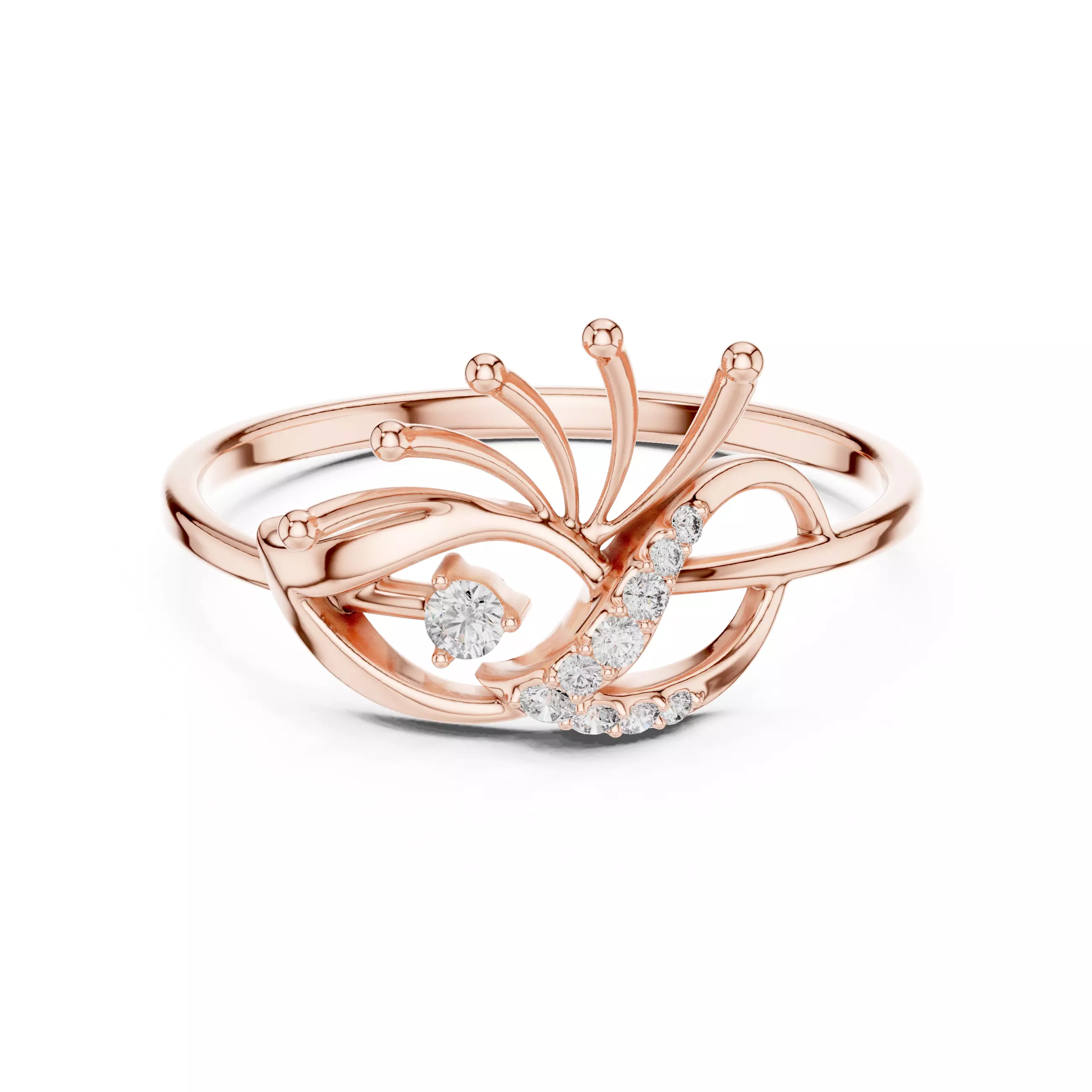 Peacock Diamond Artistic Ring Jewelry 3D print model