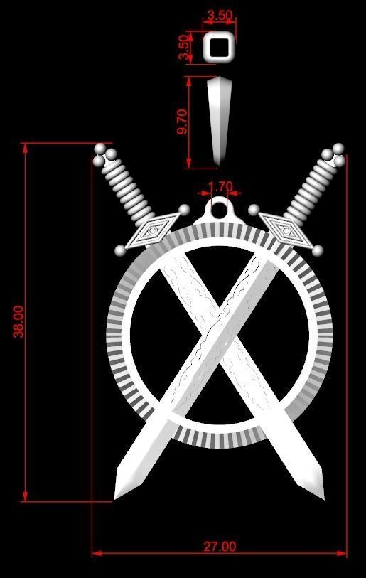 Pendant sword and link 70 3D print model_10