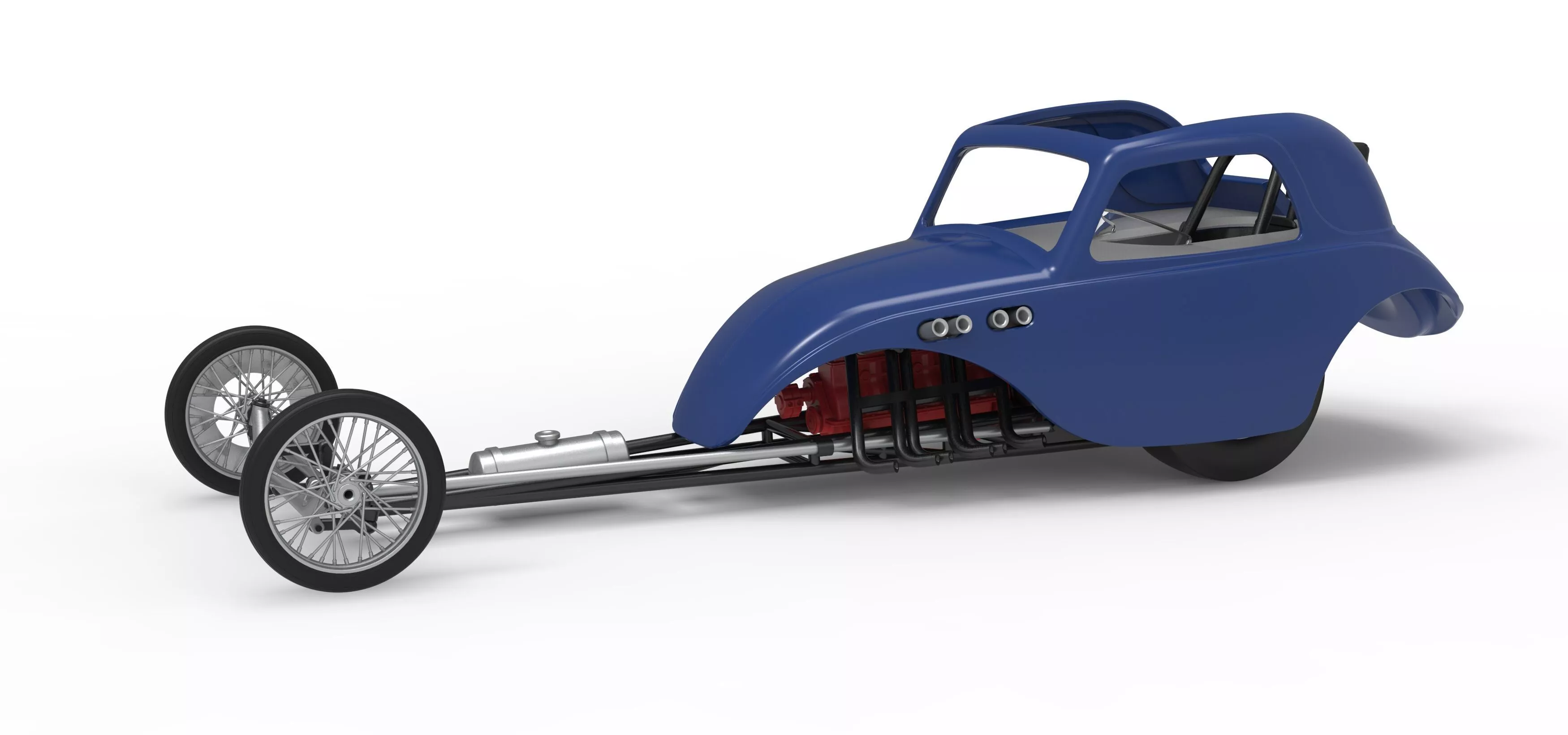 Front engine old school dragster with shell V13 Scale 1 to 25 3D print model