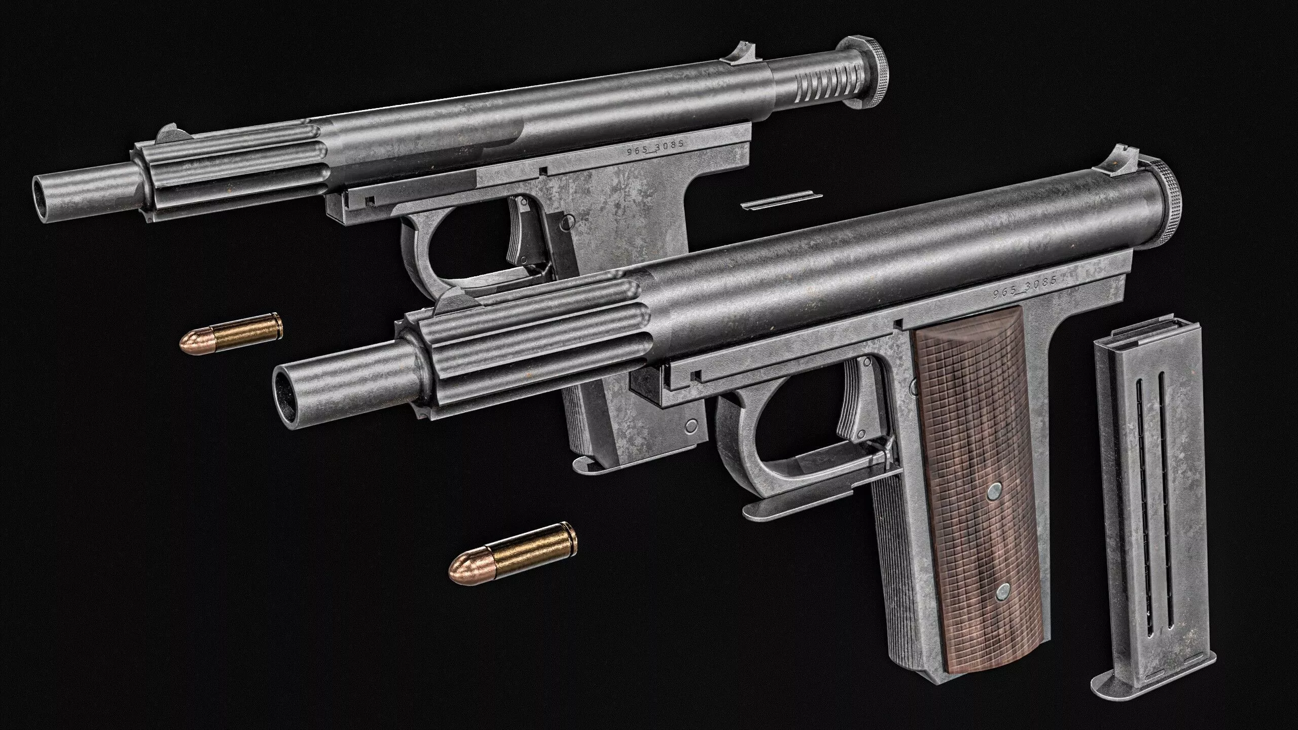 Hansen Pistol 1909 Low-poly 3D model