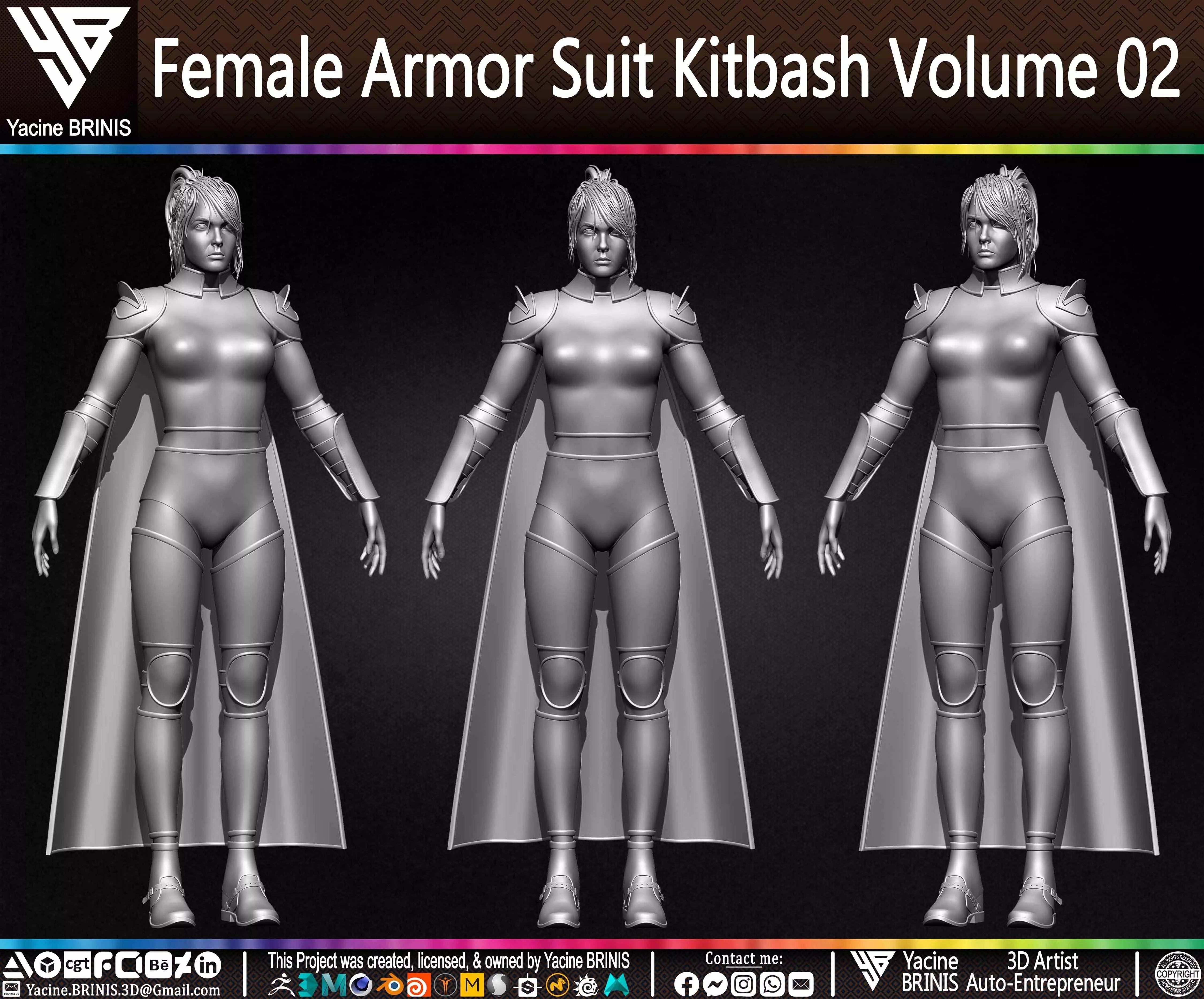 Female Armor Suit Kitbash Volume 02 Low-poly 3D model