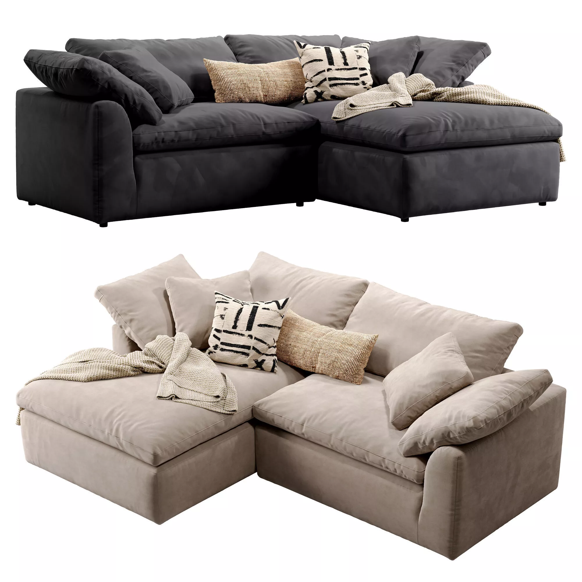 Cloud Modular Compact Chaise Sectional 3D model